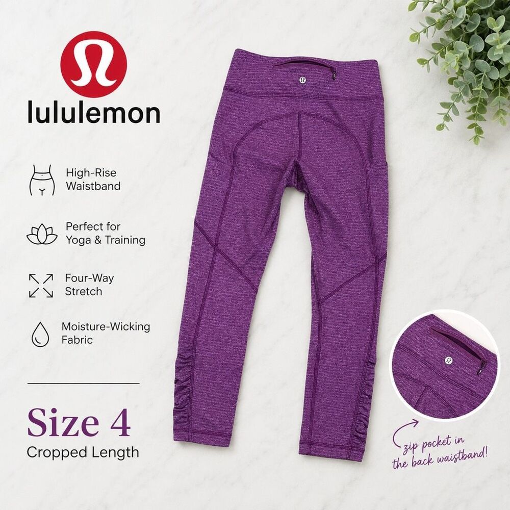 Lululemon Speed Tight Heathered Purple Leggings Size 4 Running Yoga Pockets